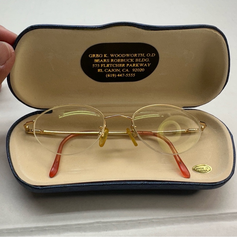 Nine West 21 Gold Oval Semi Rimless Glasses Frames 7FX 135 w/ Case